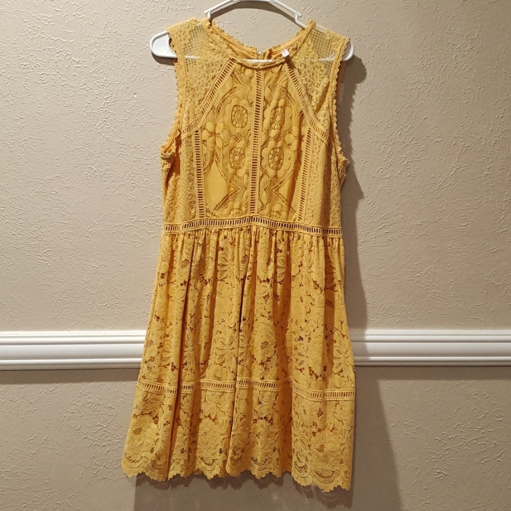 Mustard Yellow Lace Marerial Beauty
